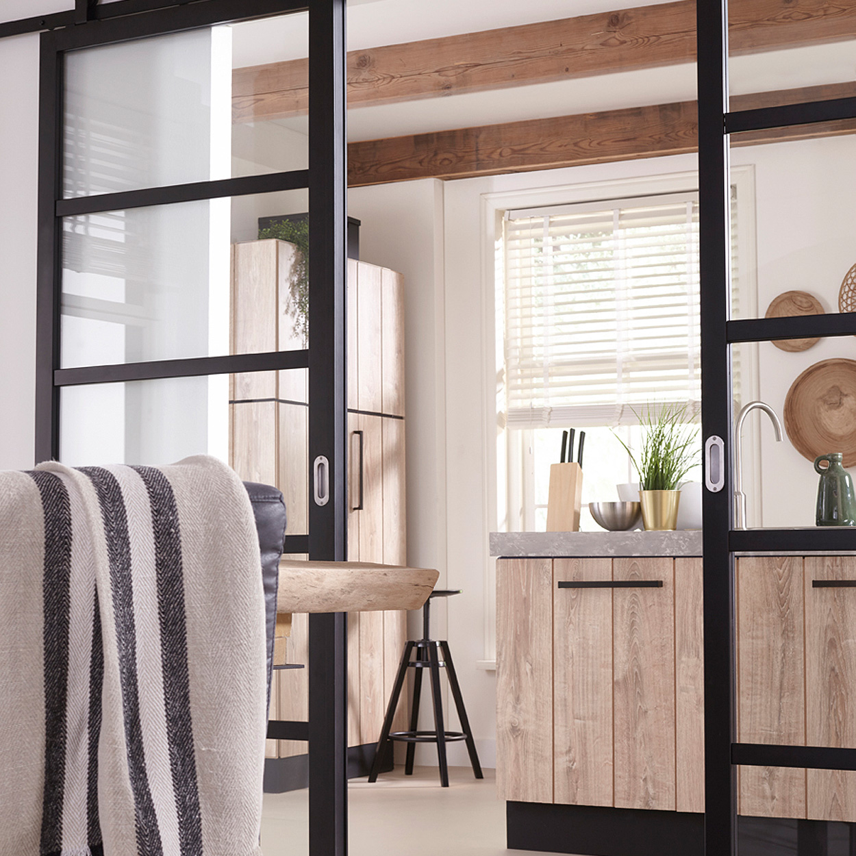 Binnendeur Skantrae SSL 14509 Blank Glas Zwart Gelakt